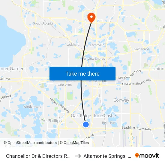 Chancellor Dr & Directors Row to Altamonte Springs, FL map