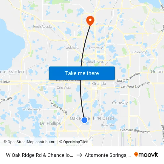 W Oak Ridge Rd & Chancellor Dr to Altamonte Springs, FL map