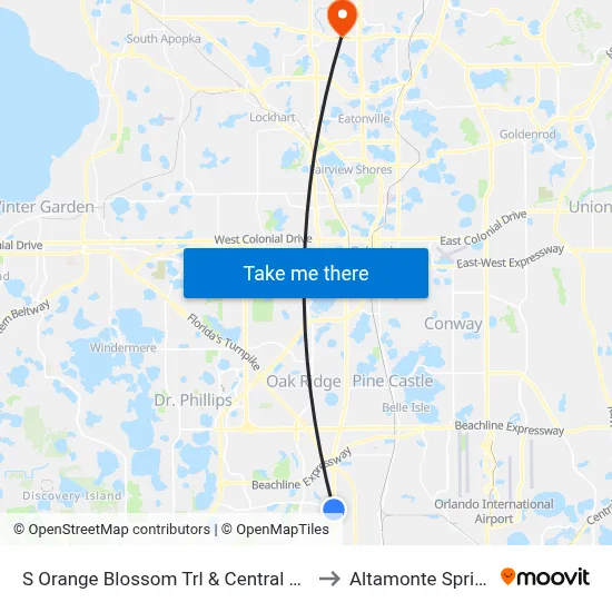 S Orange Blossom Trl & Central Florida Pkwy to Altamonte Springs, FL map