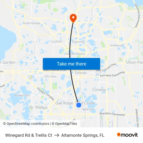 Winegard Rd & Trellis Ct to Altamonte Springs, FL map