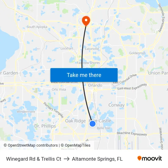 Winegard Rd & Trellis Ct to Altamonte Springs, FL map