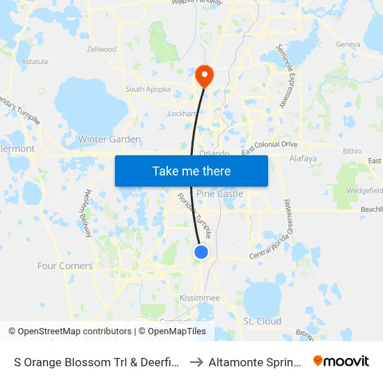 S Orange Blossom Trl & Deerfield Blvd to Altamonte Springs, FL map