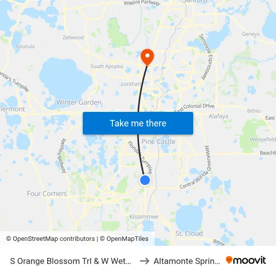 S Orange Blossom Trl & W Wetherbee Rd to Altamonte Springs, FL map