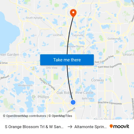 S Orange Blossom Trl & W Sand Lake Rd to Altamonte Springs, FL map