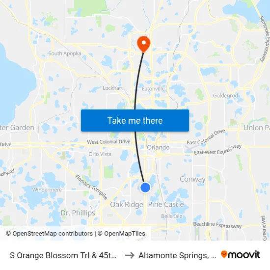 S Orange Blossom Trl & 45th St to Altamonte Springs, FL map