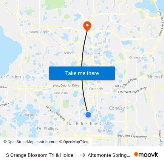 S Orange Blossom Trl & Holden Ave to Altamonte Springs, FL map