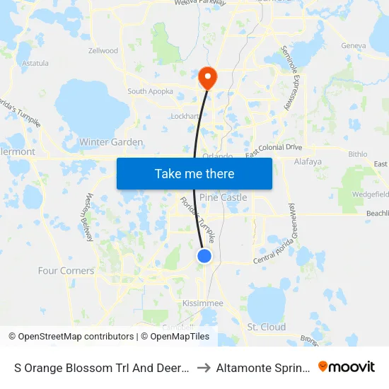S Orange Blossom Trl And Deerfield Blvd to Altamonte Springs, FL map