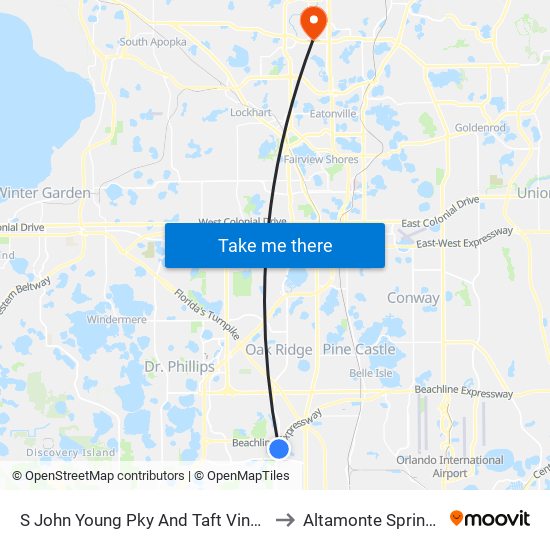 S John Young Pky And Taft Vineland Rd to Altamonte Springs, FL map