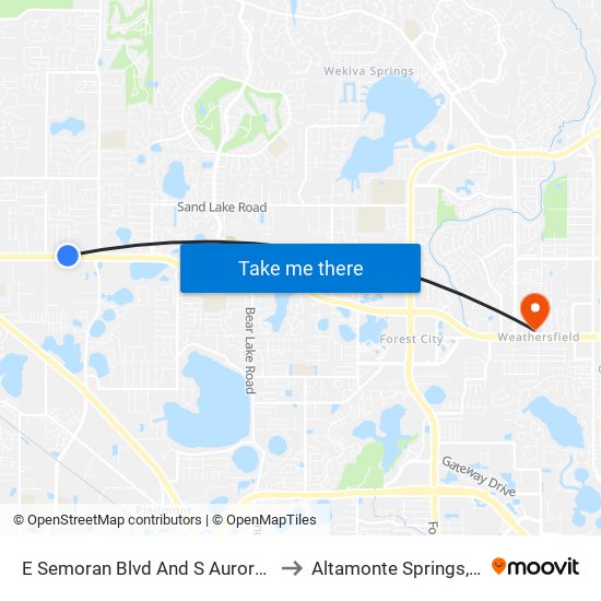 E Semoran Blvd And S Aurora Dr to Altamonte Springs, FL map