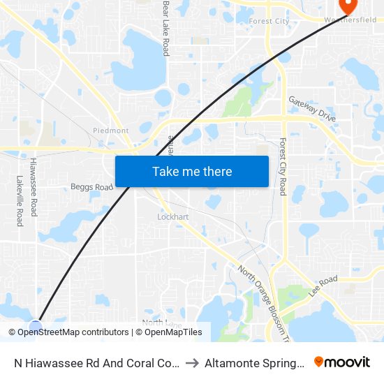 N Hiawassee Rd And Coral Cove Dr to Altamonte Springs, FL map