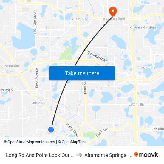 Long Rd And Point Look Out Rd to Altamonte Springs, FL map