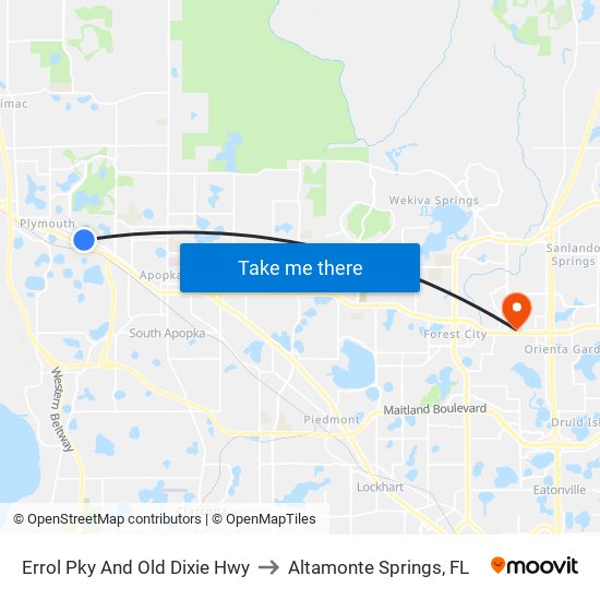 Errol  Pky And Old Dixie  Hwy to Altamonte Springs, FL map