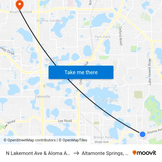N Lakemont Ave & Aloma Ave to Altamonte Springs, FL map