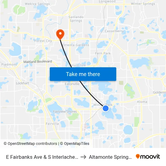 E Fairbanks Ave & S Interlachen Ave to Altamonte Springs, FL map