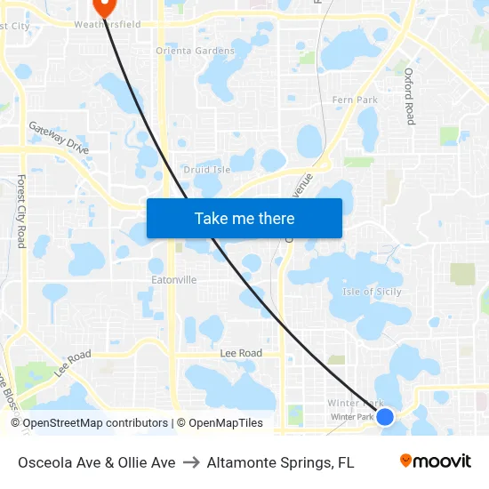 Osceola Ave & Ollie Ave to Altamonte Springs, FL map