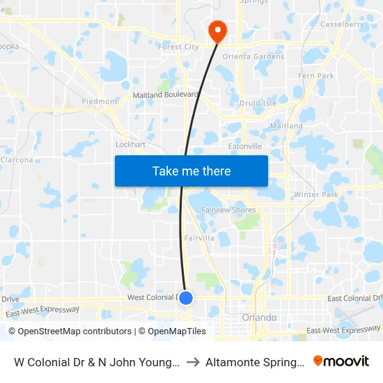 W Colonial Dr & N John Young Pkwy to Altamonte Springs, FL map