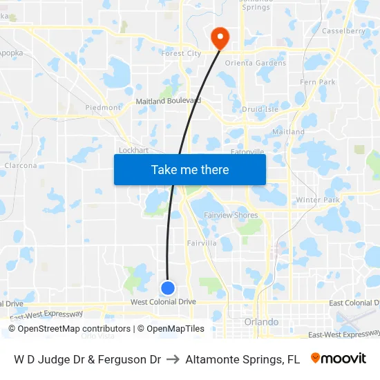 W D Judge Dr & Ferguson Dr to Altamonte Springs, FL map