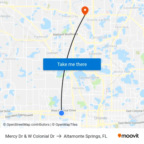 Mercy Dr & W Colonial Dr to Altamonte Springs, FL map