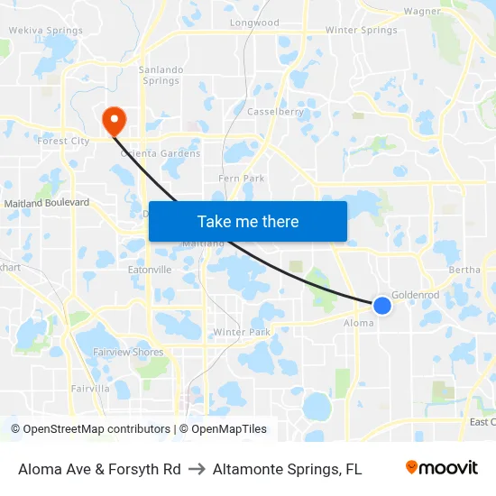 Aloma Ave & Forsyth Rd to Altamonte Springs, FL map