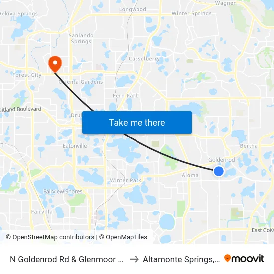 N Goldenrod Rd & Glenmoor Blvd to Altamonte Springs, FL map