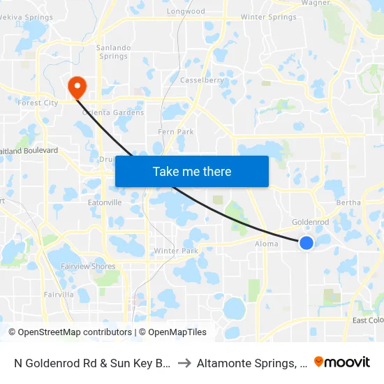 N Goldenrod Rd & Sun Key Blvd to Altamonte Springs, FL map