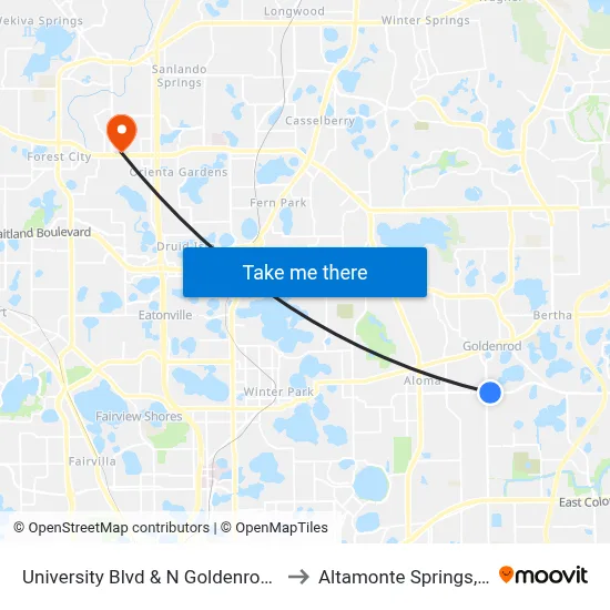 University Blvd & N Goldenrod Rd to Altamonte Springs, FL map