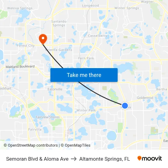 Semoran Blvd & Aloma Ave to Altamonte Springs, FL map
