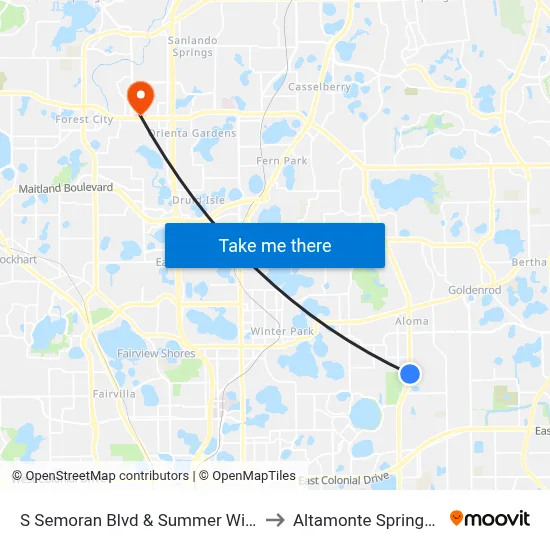 S Semoran Blvd & Summer Wind Dr to Altamonte Springs, FL map