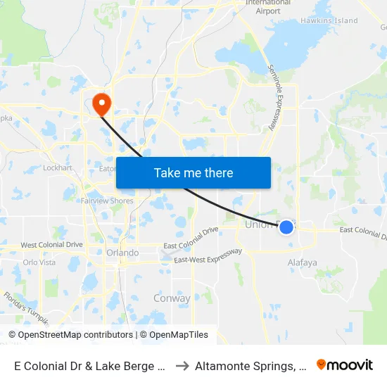 E Colonial Dr & Lake Berge Rd to Altamonte Springs, FL map