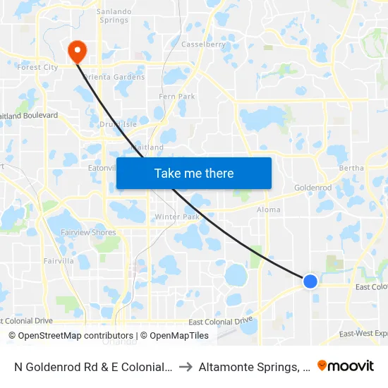 N Goldenrod Rd & E Colonial Dr to Altamonte Springs, FL map
