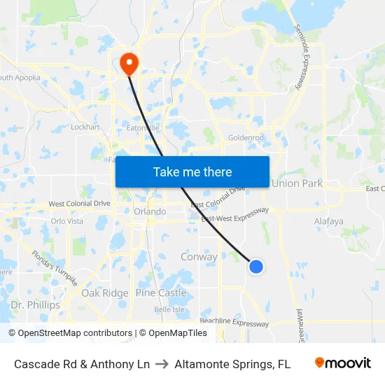 Cascade Rd & Anthony Ln to Altamonte Springs, FL map