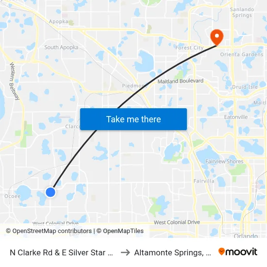 N Clarke Rd & E Silver Star Rd to Altamonte Springs, FL map