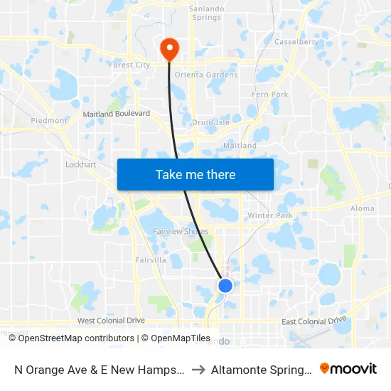 N Orange Ave & E New Hampshire St to Altamonte Springs, FL map