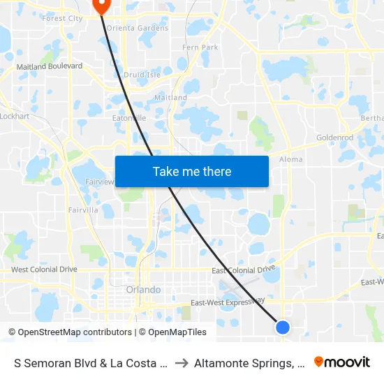 S Semoran Blvd & La Costa Dr to Altamonte Springs, FL map