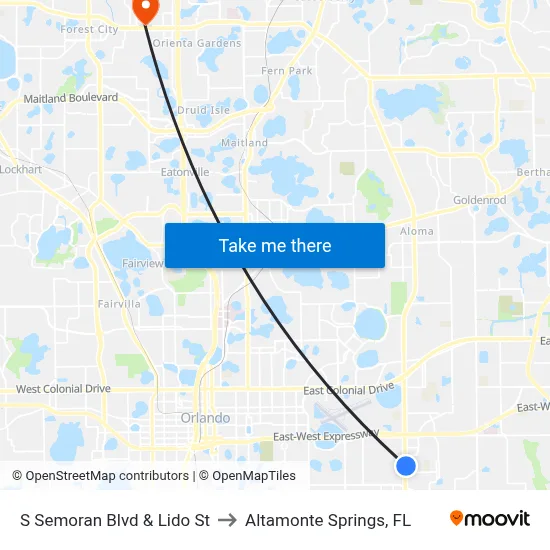 S Semoran Blvd & Lido St to Altamonte Springs, FL map