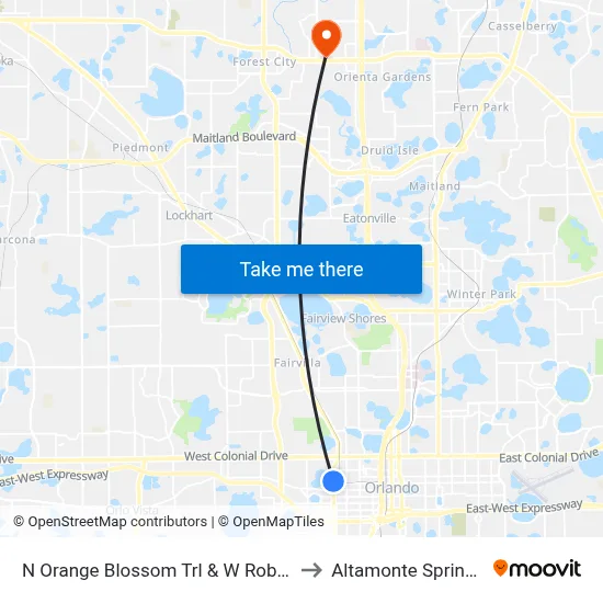 N Orange Blossom Trl & W Robinson St to Altamonte Springs, FL map