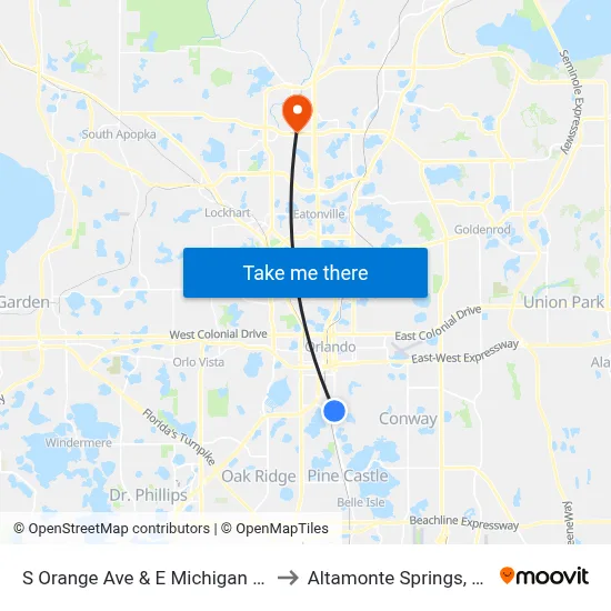 S Orange Ave & E Michigan St to Altamonte Springs, FL map
