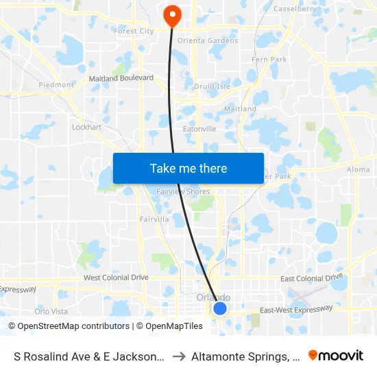 S Rosalind Ave & E Jackson St to Altamonte Springs, FL map