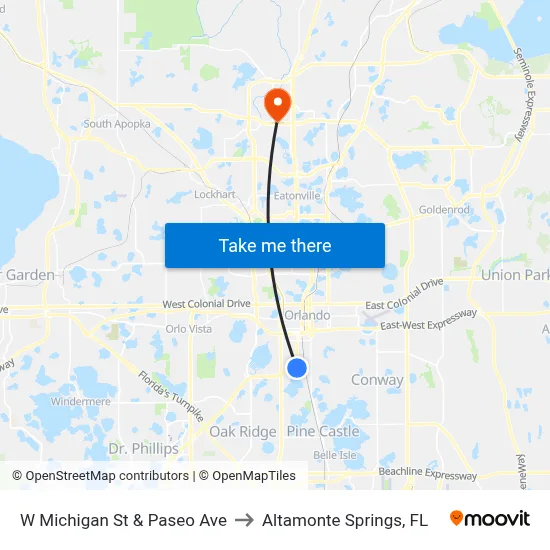 W Michigan St & Paseo Ave to Altamonte Springs, FL map