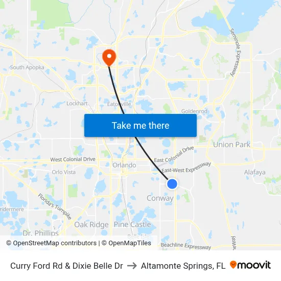 Curry Ford Rd & Dixie Belle Dr to Altamonte Springs, FL map