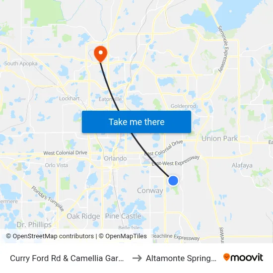 Curry Ford Rd & Camellia Garden Dr to Altamonte Springs, FL map