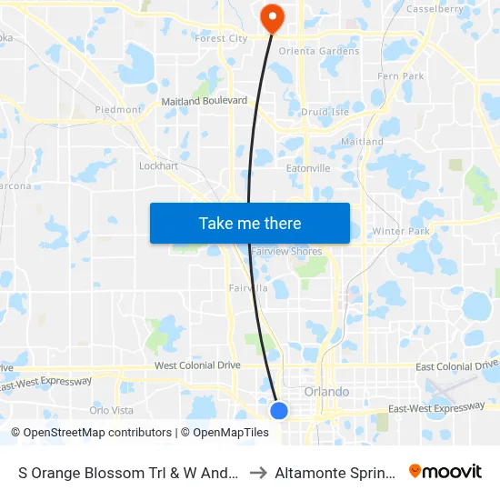 S Orange Blossom Trl & W Anderson St to Altamonte Springs, FL map