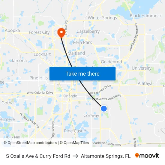 S Oxalis Ave & Curry Ford Rd to Altamonte Springs, FL map