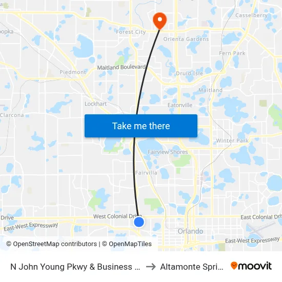 N John Young Pkwy & Business Center Blvd to Altamonte Springs, FL map