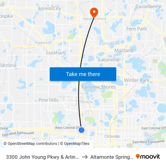 3300 John Young Pkwy & Arlington St to Altamonte Springs, FL map