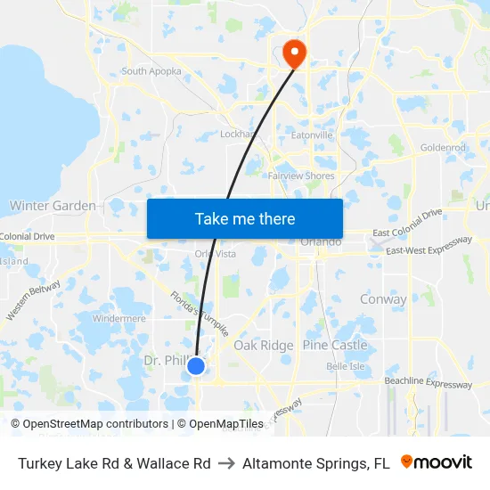Turkey Lake Rd & Wallace Rd to Altamonte Springs, FL map