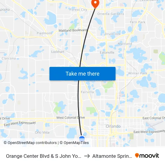 Orange Center Blvd & S John Young Pkwy to Altamonte Springs, FL map