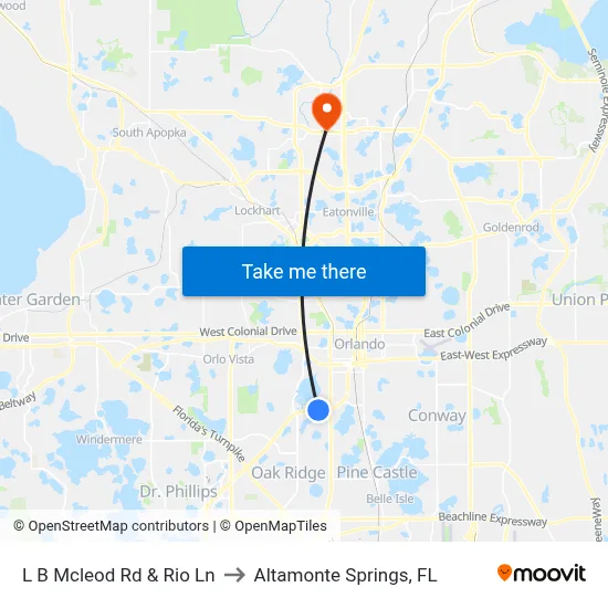L B Mcleod Rd & Rio Ln to Altamonte Springs, FL map