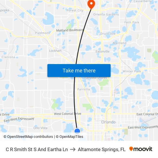 C R Smith St S And Eartha Ln to Altamonte Springs, FL map