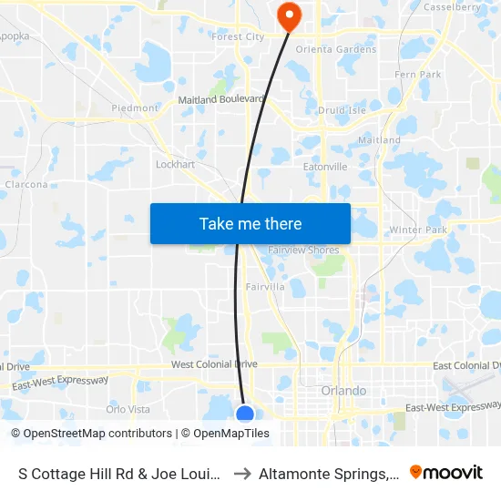 S Cottage Hill Rd & Joe Louis Dr to Altamonte Springs, FL map